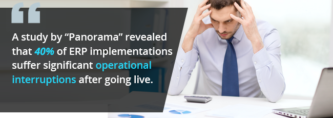 A study by Panorama revealed that 40% of ERP implementations suffer significant operational interruptions after going live